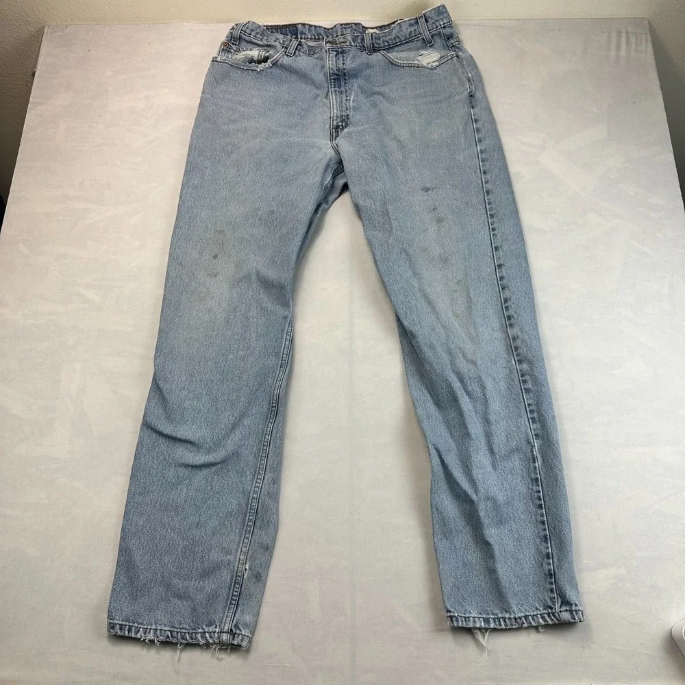 VTG Levi's 550 Jeans Mens 38x34 Blue Denim Red Tab Relaxed Fit Distressed